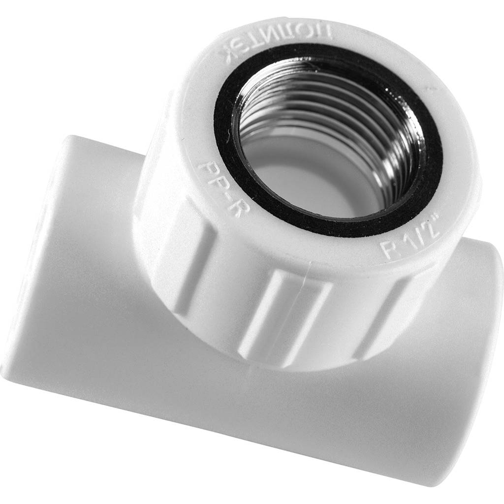 Тройник Политэк 20х1/2 с внутренней резьбой для полипропиленовых труб под сварку (цвет белый), 9500002012