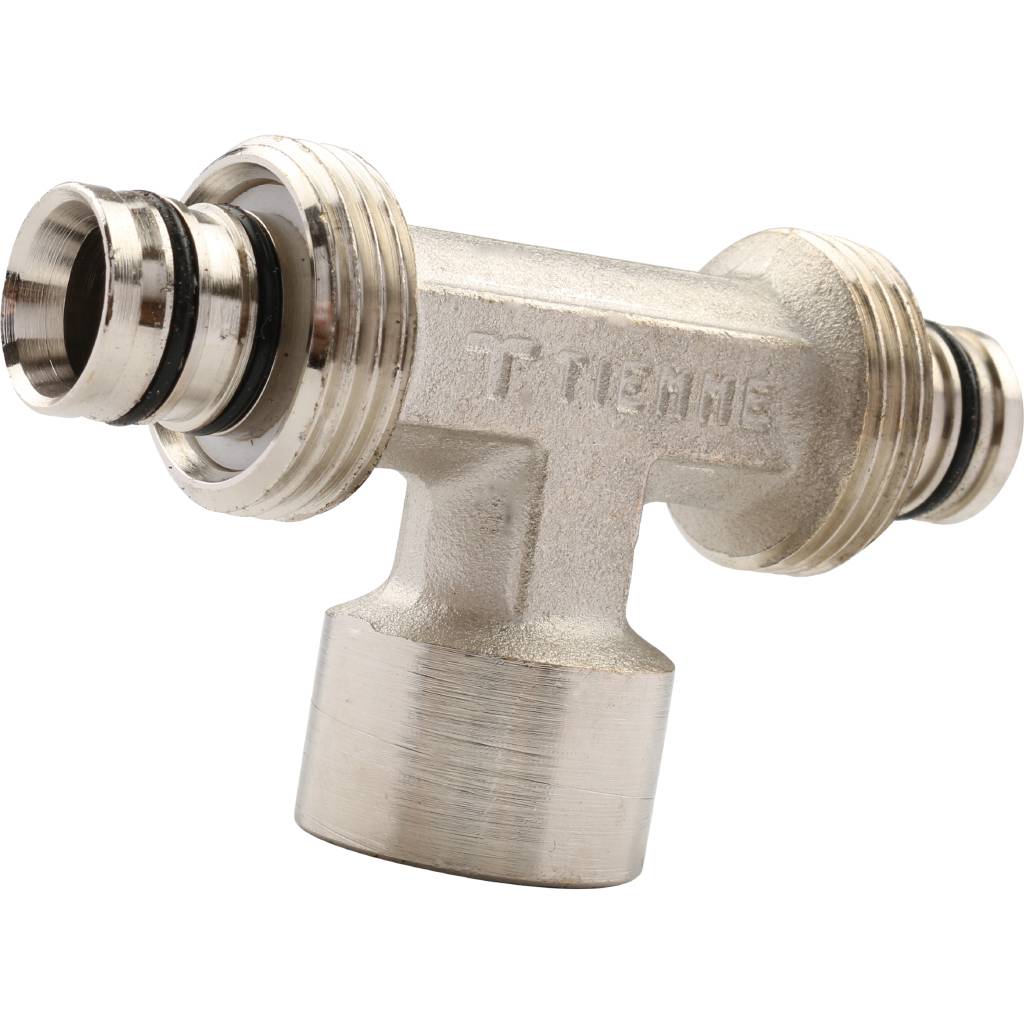 Тройник TIEMME с внутренней резьбой (20х2.0х1/2) для металлопластиковых труб винтовой, 1600049