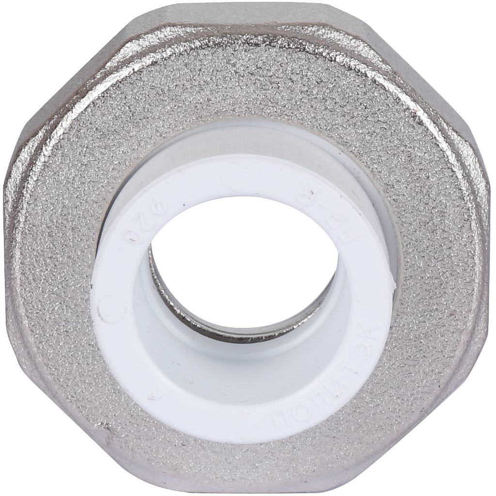 Муфта разъемная с внутренней резьбой Политэк 20х1 для полипропиленовых труб под сварку (цвет белый), 9801002001