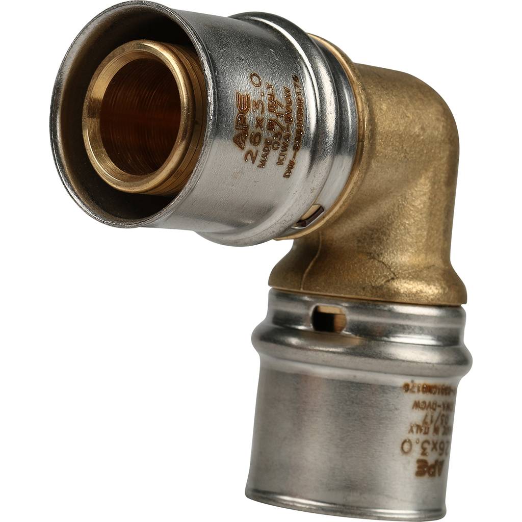 Угольник STOUT  90° 26х26 для металлопластиковых труб прессовой, SFP-0009-002626