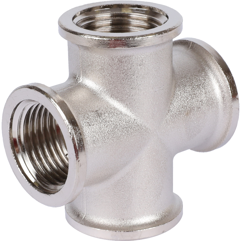 Крестовина TIEMME никелированная ВВ 1/2 для стальных труб резьбовой, 1500290
