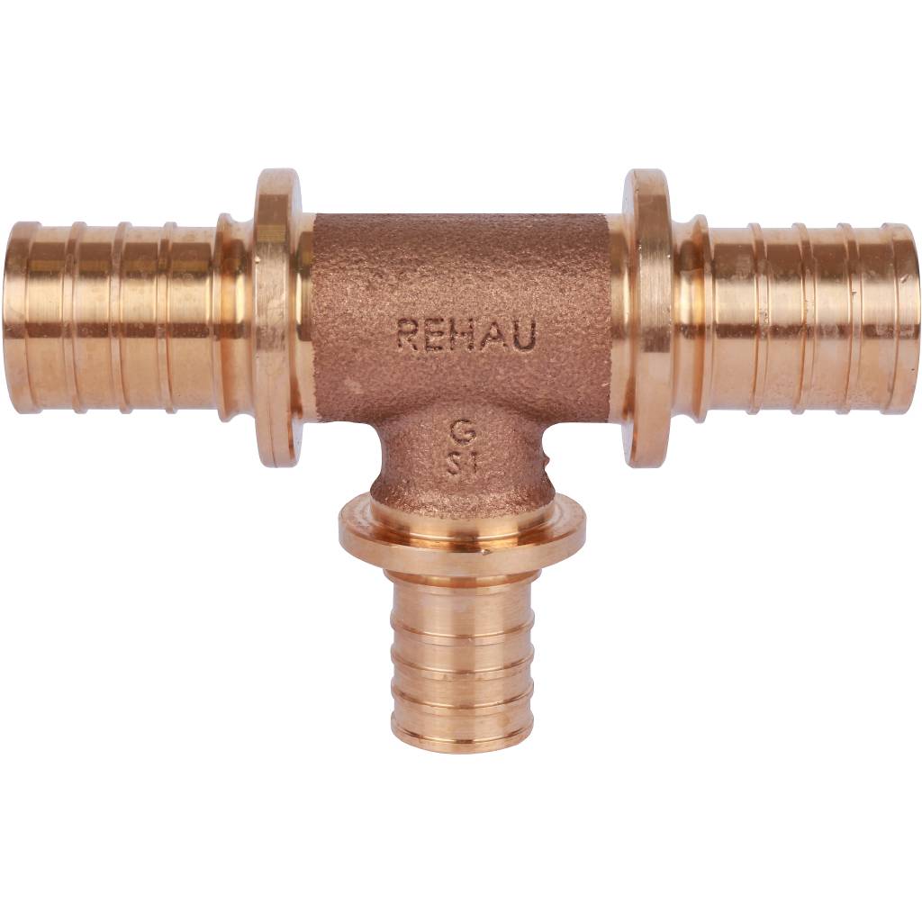 Тройник РЕХАУ RAUTITAN PLATINUM с уменьшенным боковым проходом 32-25-32 RX для труб из сшитого полиэтилена аксиальный, 14564621001