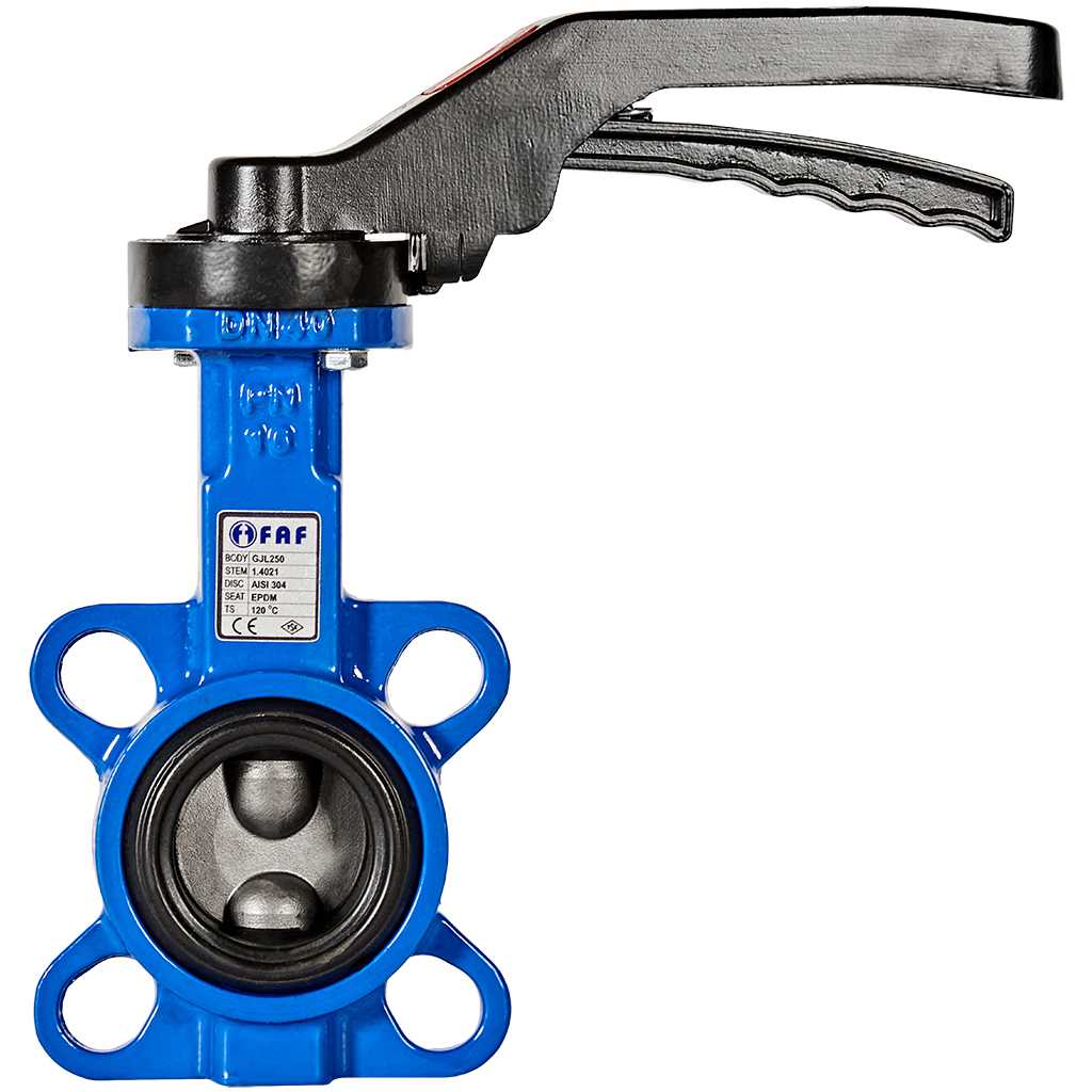 Затвор дисковый поворотный FAF Valve 3500 DN 040 PN 16 межфланцевый с рукояткой из чугуна EPDM, 3500040