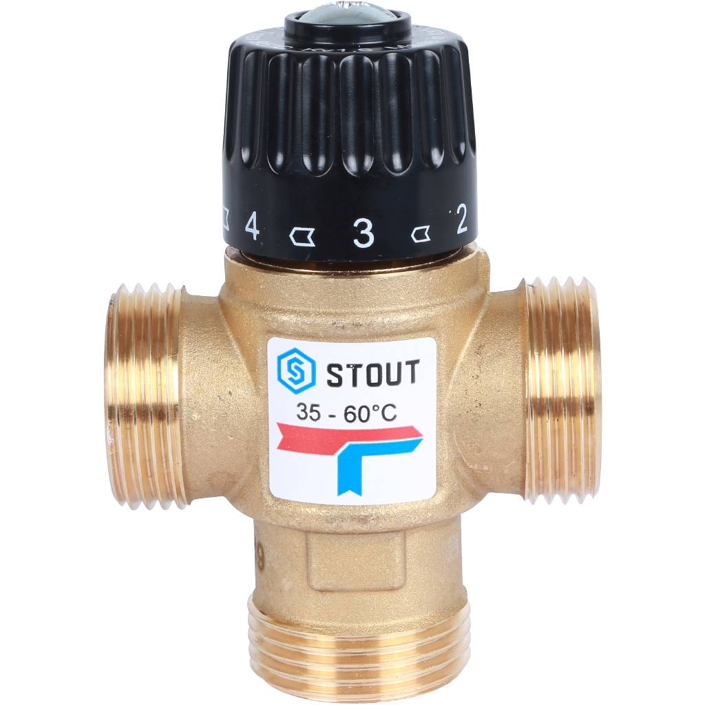 Термостатический смесительный клапан для систем отопления и ГВС STOUT 1  резьба