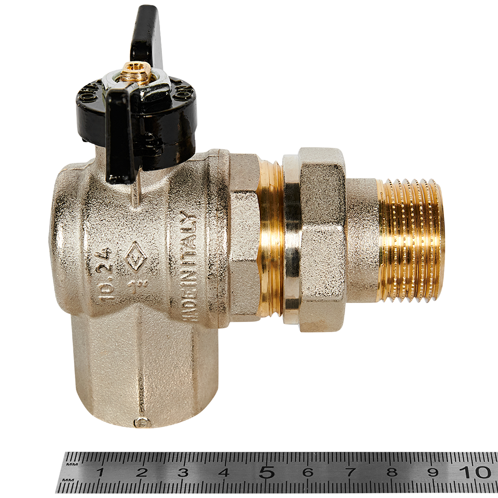 Кран шаровой BUGATTI Oregon угловой с полусгоном (ручка-бабочка) внут-наруж резьба 1