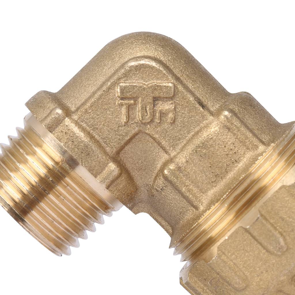 Угольник TIEMME с наружной резьбой 20х1/2 для труб ПНД винтовой, 3400047