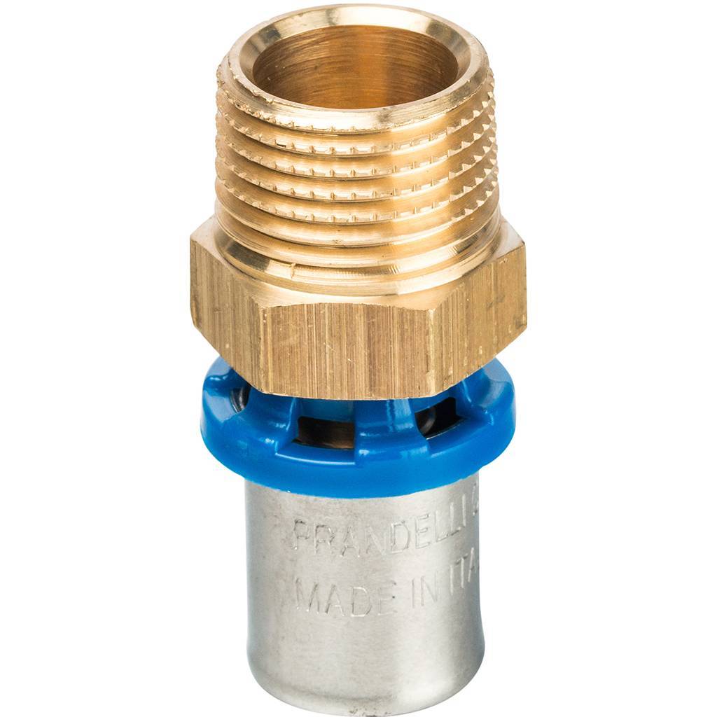 Муфта Prandelli Multyrama с нар.рез. (16х2,0)х1/2 профиль H,TH, U для металлопластиковых труб прессовой, 509.01.51.6