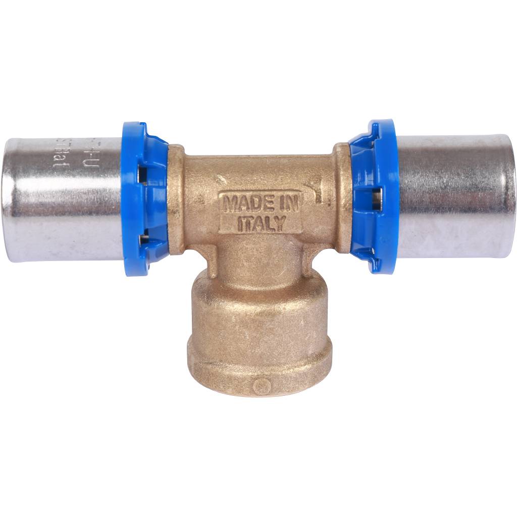 Тройник Prandelli Multyrama (внутр. резьба, 20х2x1/2 профиль H, TH, U) для металлопластиковых труб прессовой, 509.08.52.0