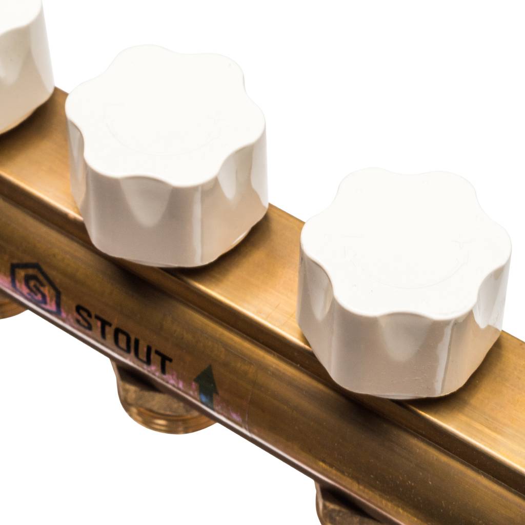 Распределительный коллектор из латуни с расходомерами STOUT 11 выходов, SMB 0473 000011