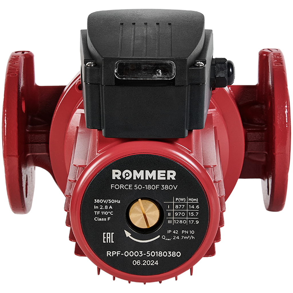 Насос циркуляционный фланцевый трехскоростной ROMMER RPF 50-180F 380V