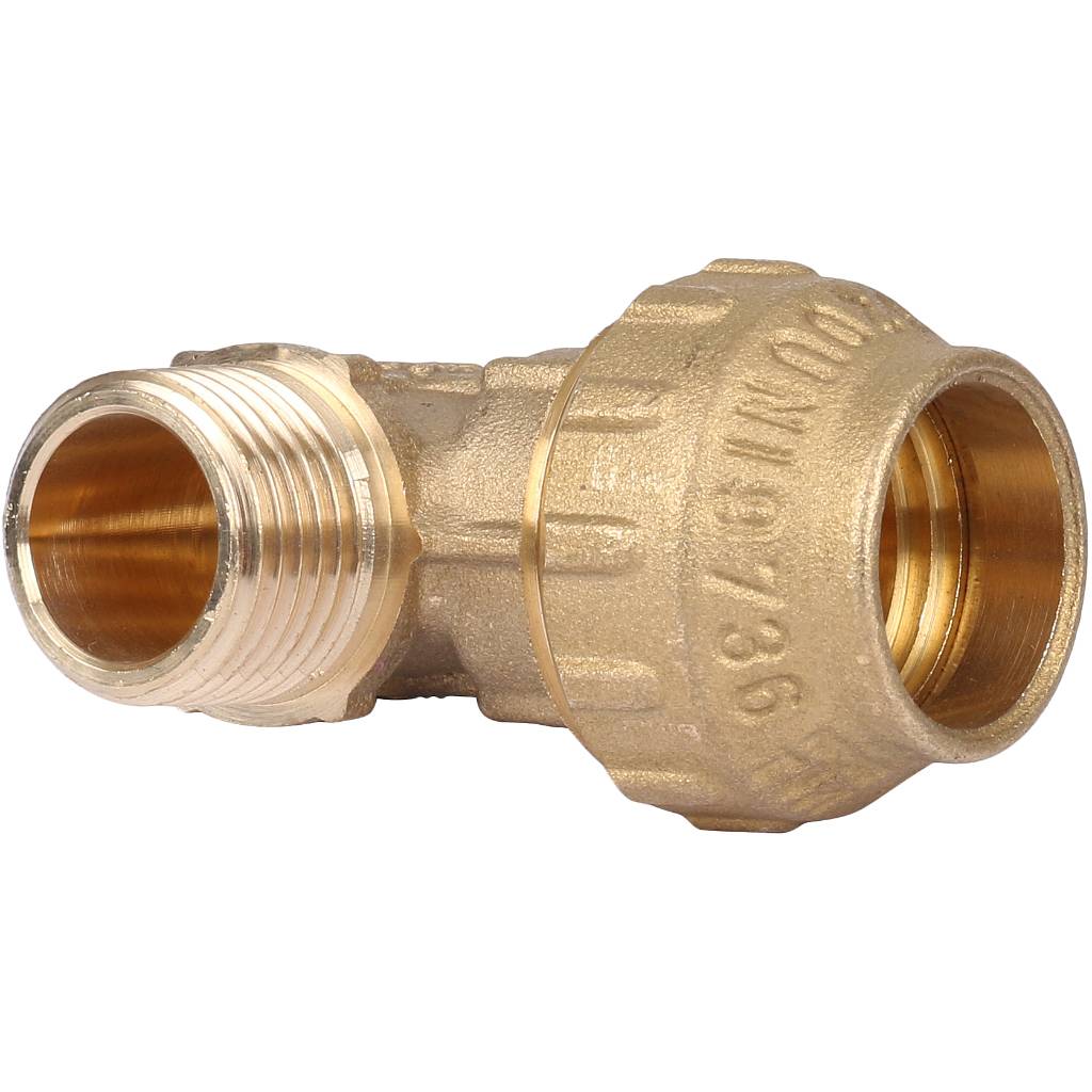 Угольник TIEMME с наружной резьбой 20х1/2 для труб ПНД винтовой, 3400047