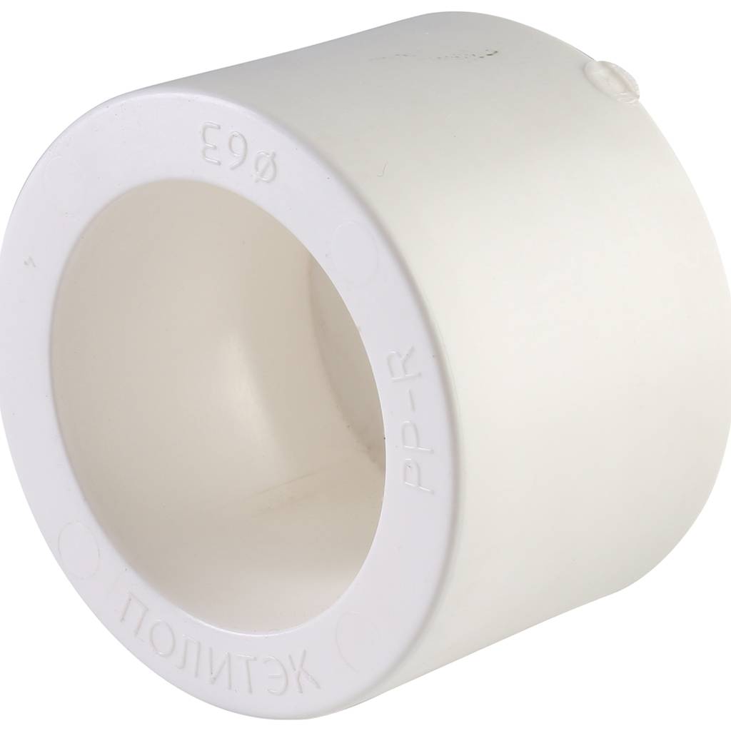 Муфта переходная внутр./наруж. Политэк 63х25 для полипропиленовых труб под сварку (цвет белый), 9200006325