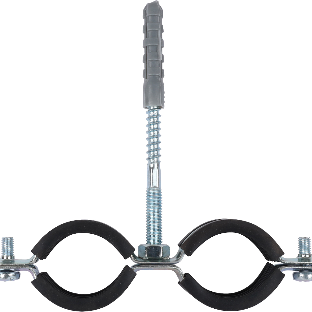 Комплект двойной хомут для труб STOUT хомут+шпилька шуруп +дюбель пластиковый 1 (32-35), SAC-0020-200001