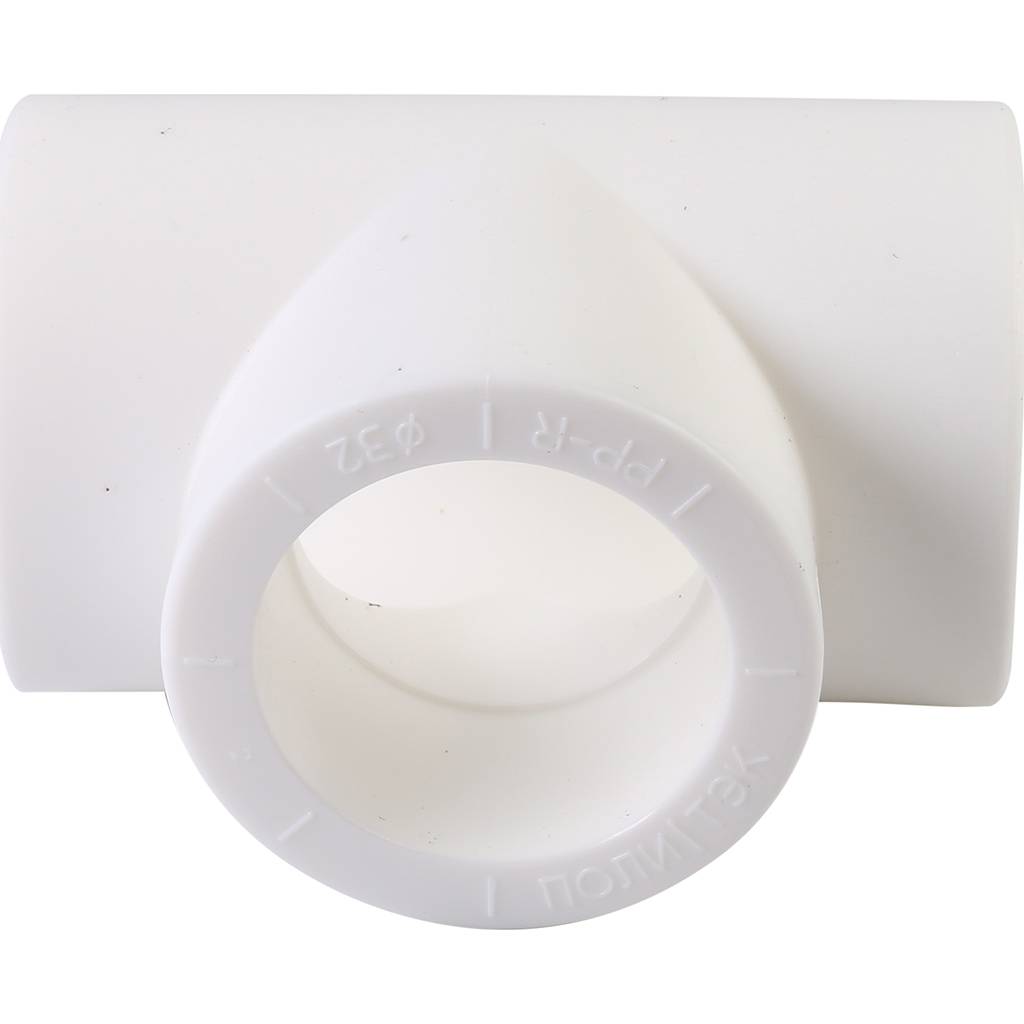 Тройник Политэк d=32 для полипропиленовых труб под сварку (цвет белый), 9000000432