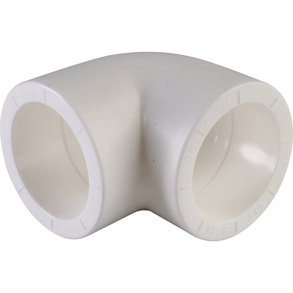 Угольник Политэк d=40 90* для полипропиленовых труб под сварку (цвет белый), 9000000340