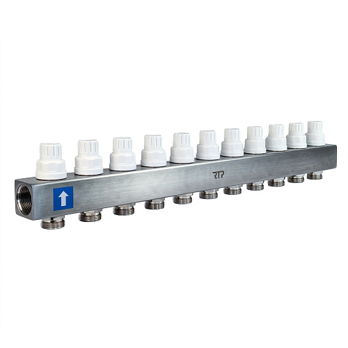 Коллекторная группа с расходомером и кронштейном (евроконус 3/4) нержавеющая сталь SUS 304 1х11 выходов, RTP