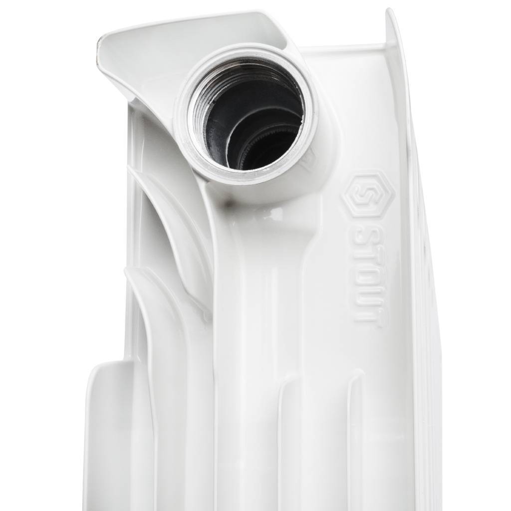 Радиатор биметаллический STOUT Space 350 12 секций боковое подключение RAL9016, SRB-0310-035012