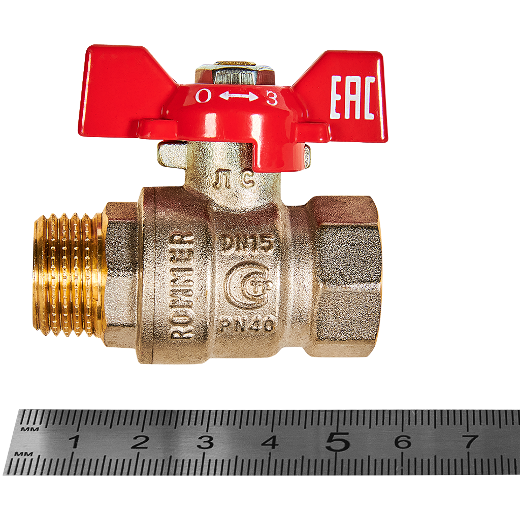 Кран шаровой ROMMER ВР/НР, ручка бабочка 1/2