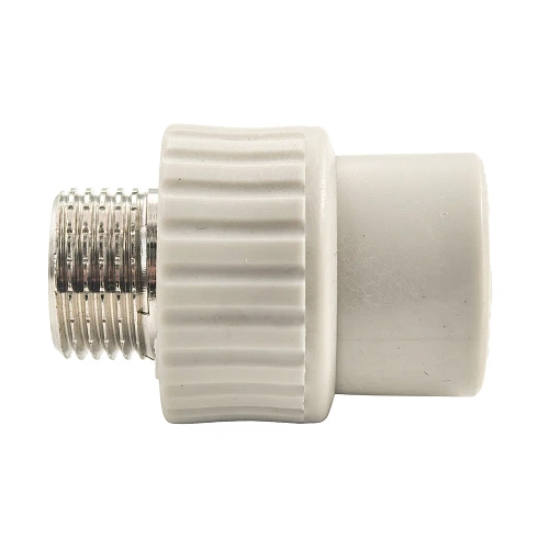 Муфта комбинированная PPR наружная резьба 20х1/2,  серый, РТП