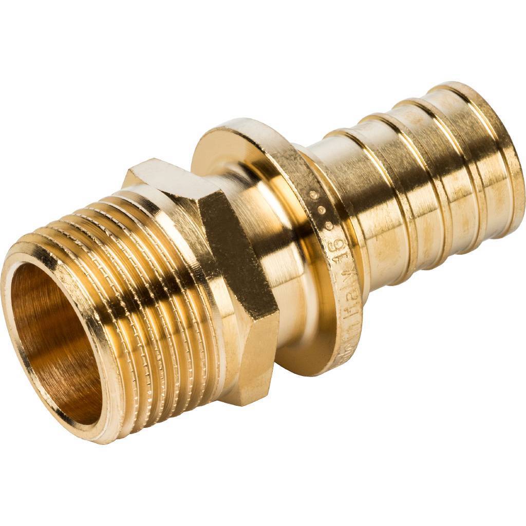 Переходник STOUT с наружной резьбой 25xR 3/4 для труб из сшитого полиэтилена аксиальный