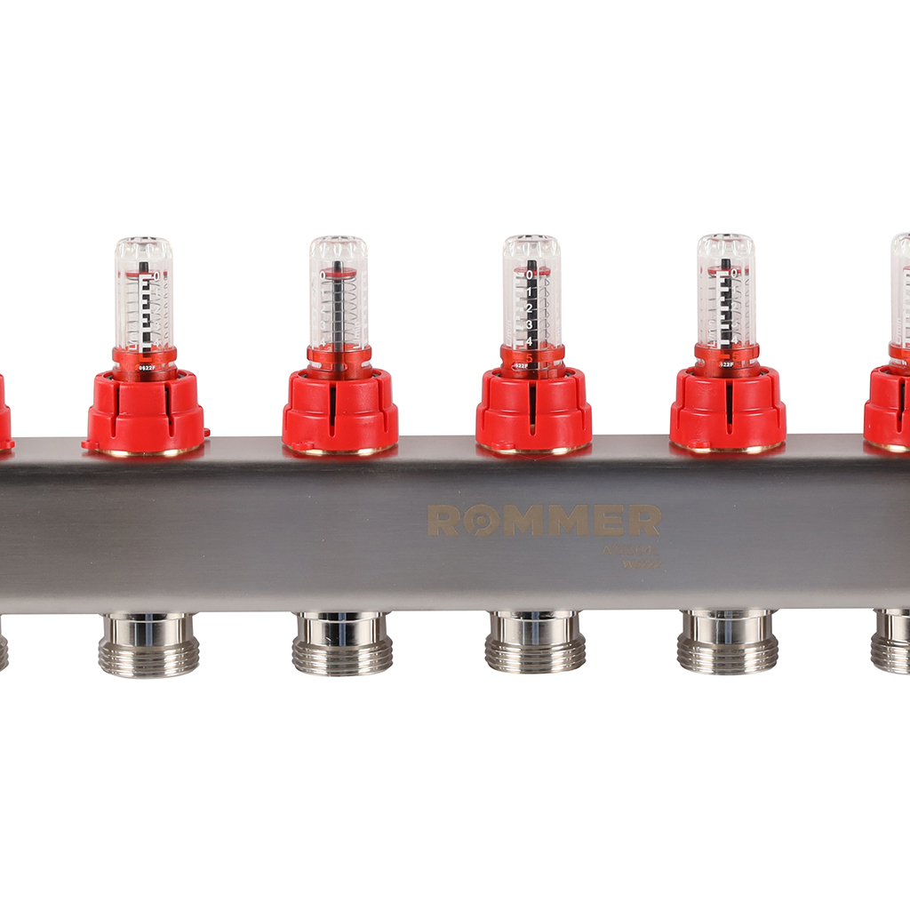 Коллектор из нержавеющей стали с расходомерами ROMMER 7 выходов, RMS-1200-000007