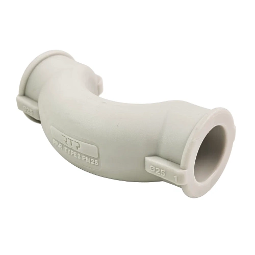 Обводное колено с муфтой короткое PPR 25,  серый, РТП