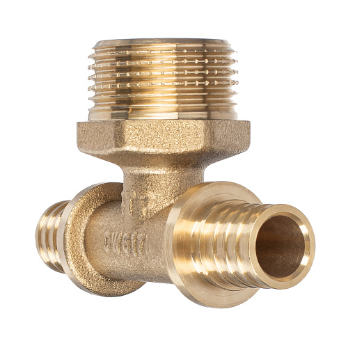 Тройник аксиальный, латунь, наружная резьба,20х3/4, желтый, RTP