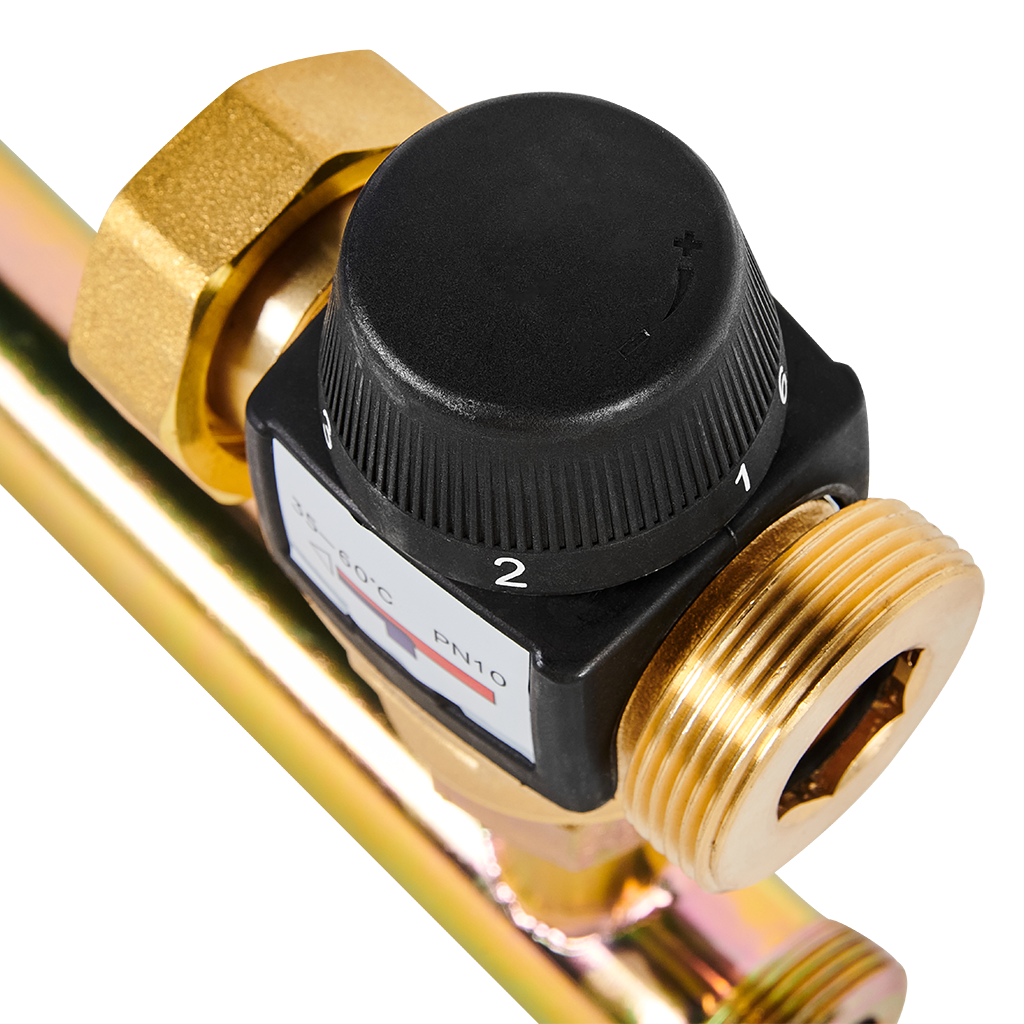 RDG-1002-002501 ROMMER Насосная группа с термостатическим смесительным клапаном (35-60°С) 1  без насоса в теплоизоляции