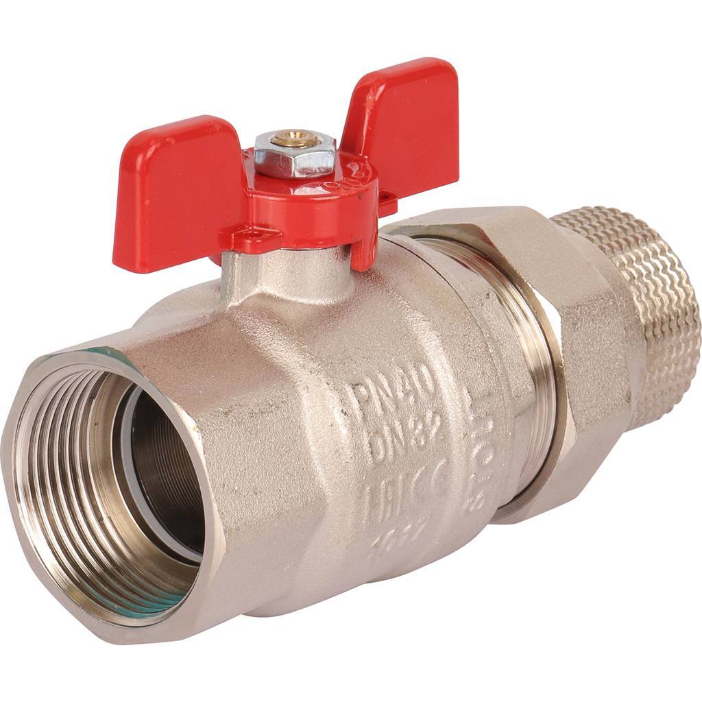 Кран шаровой STOUT полнопроходной с американкой , ВР/НР, ручка бабочка 1 1/4 (EPDM), SVB-1007-000032