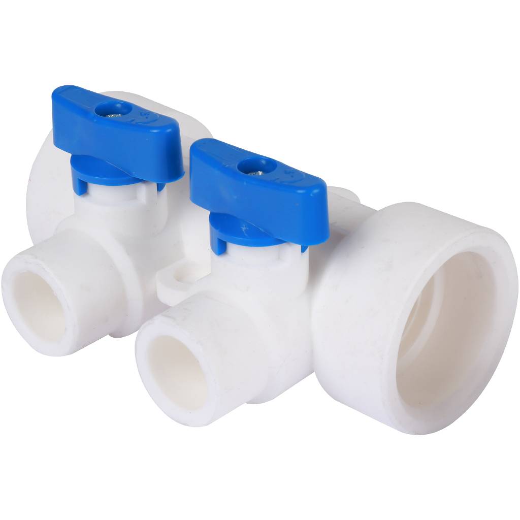 Коллектор с воздухоотводчиком и запорными кранами Kalde (2 выхода)