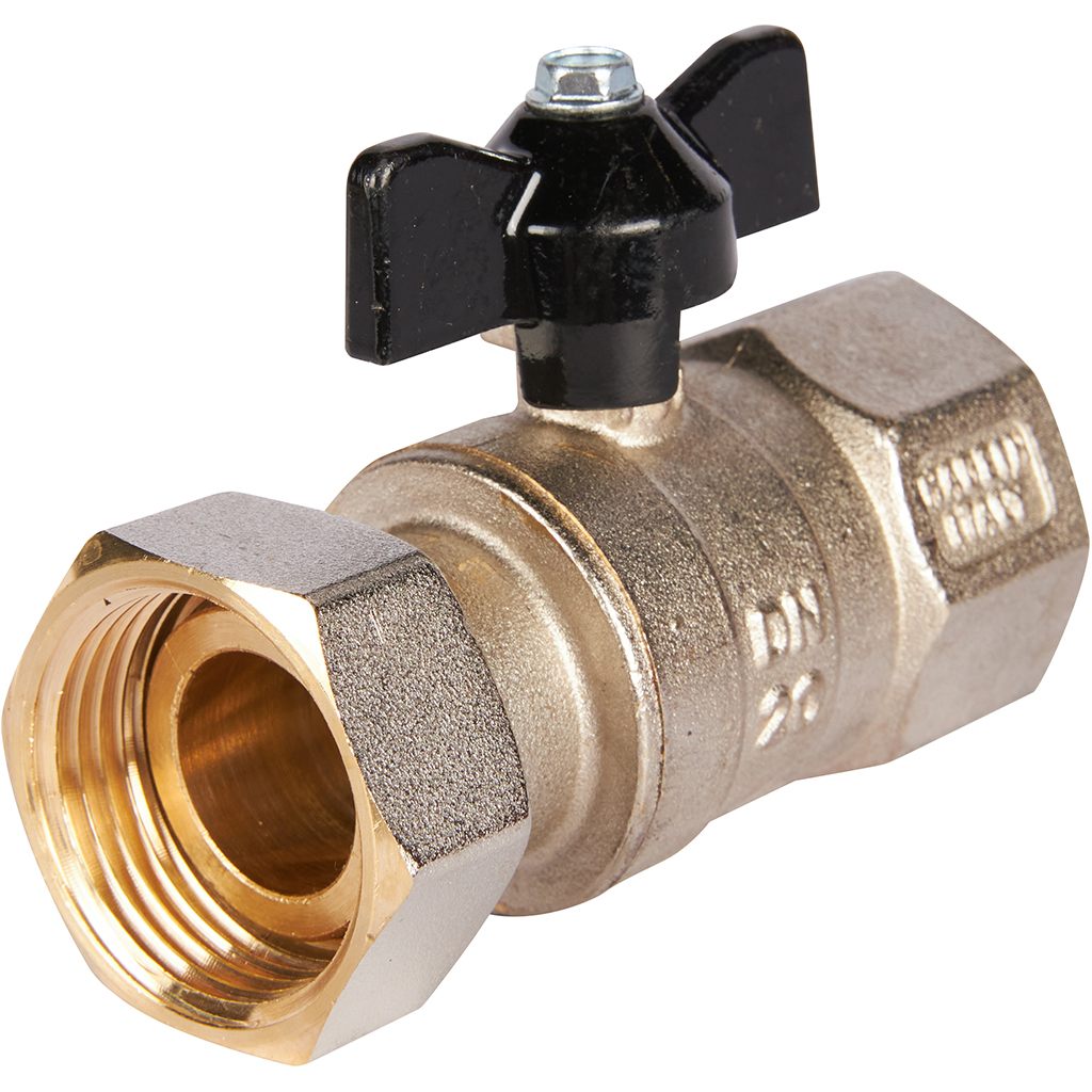 Кран шаровой STOUT 1x1 с накидной гайкой, ВР/накидная гайка, ручка бабочка, SVB-0009-000025