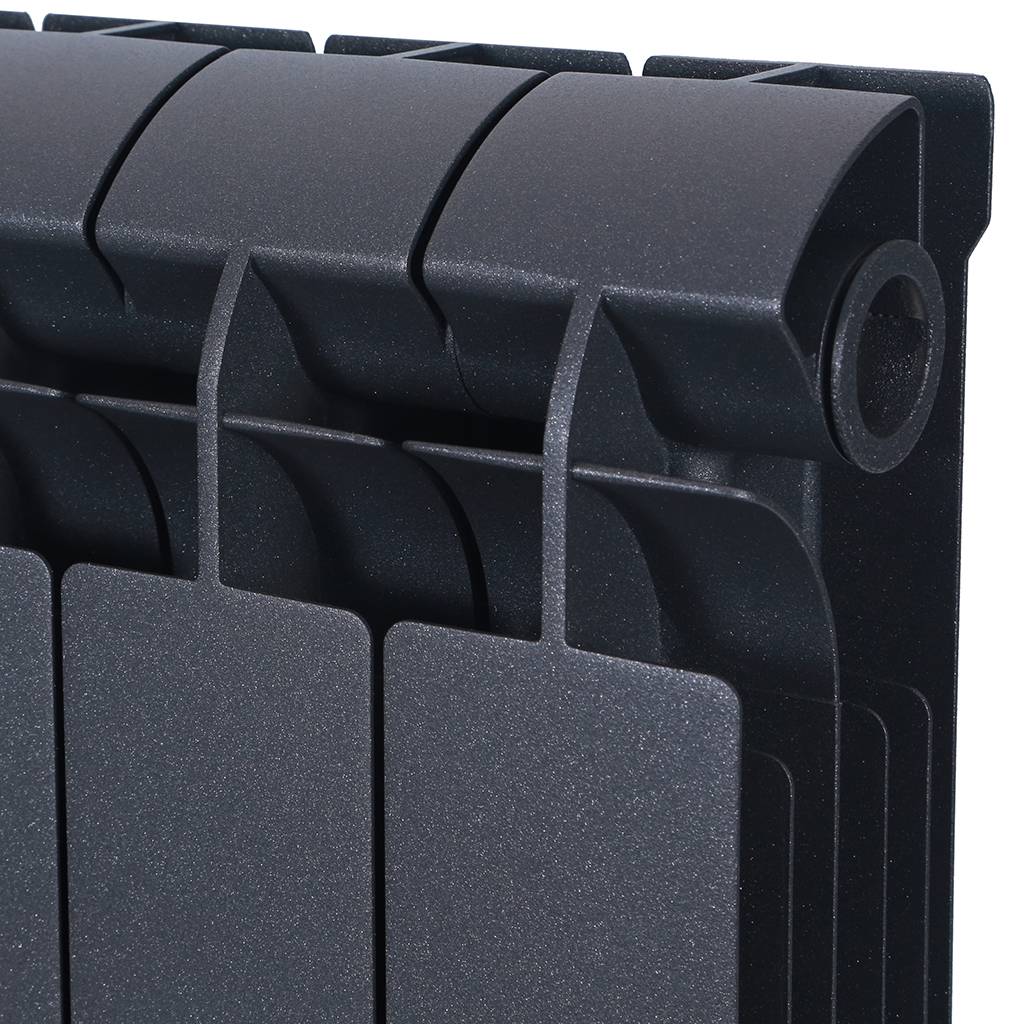 Радиатор биметаллический Global STYLE PLUS 500 10 секции боковое подключение (цвет cod.07 grigio scuro opaco mettalizzato 2748 (черный)), 155265