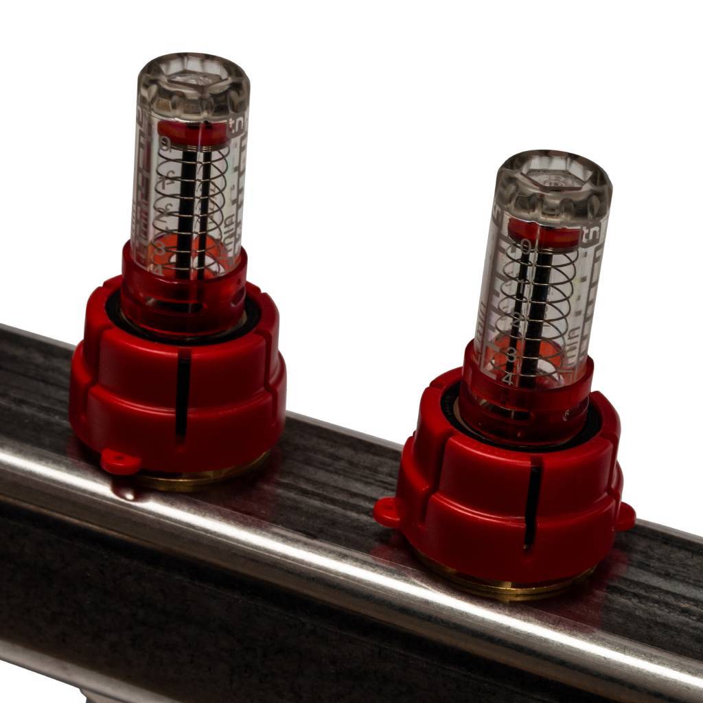 Коллектор из нержавеющей стали с расходомерами, с клапаном вып. воздуха и сливом STOUT 11 выходов, SMS-0927-000011