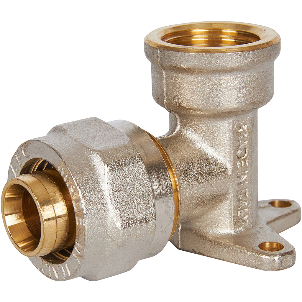 Угольник STOUT настенный с креплением 1/2 х20 для металлопластиковых труб винтовой, SFS-0008-001220