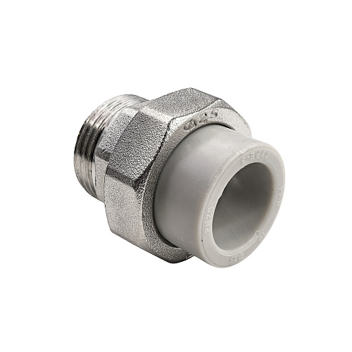 Муфта комбинированная разъемная (Американка) PPR наружная резьба 25х1,  серый, RTP