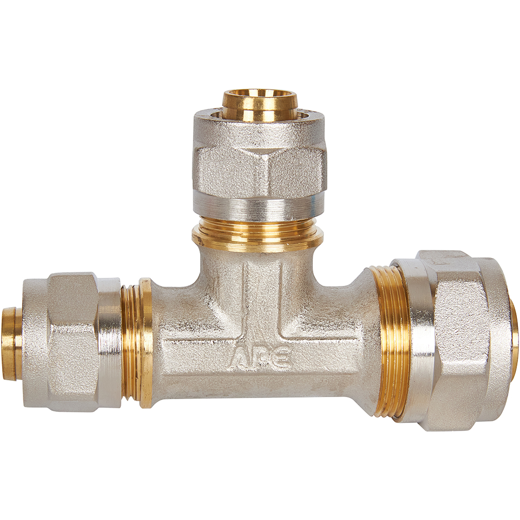 Тройник переходной STOUT 26х20х20 для металлопластиковых труб винтовой, SFS-0010-262020