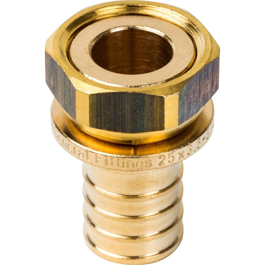 Переходник STOUT с накидной гайкой 25xG 3/4 для труб из сшитого полиэтилена аксиальный, SFA-0019-002534