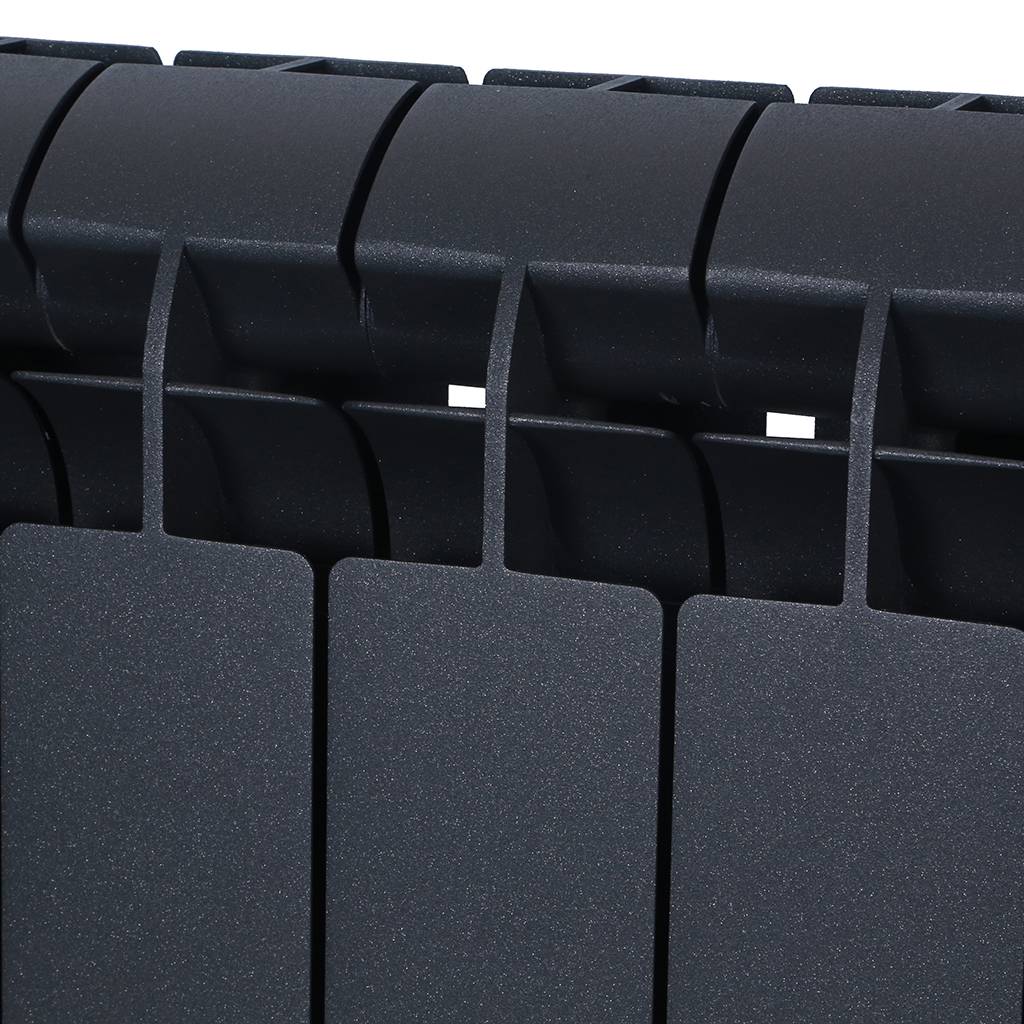 Радиатор биметаллический Global STYLE PLUS 500 8 секции боковое подключение (цвет cod.07 grigio scuro opaco mettalizzato 2748 (черный)), 155263