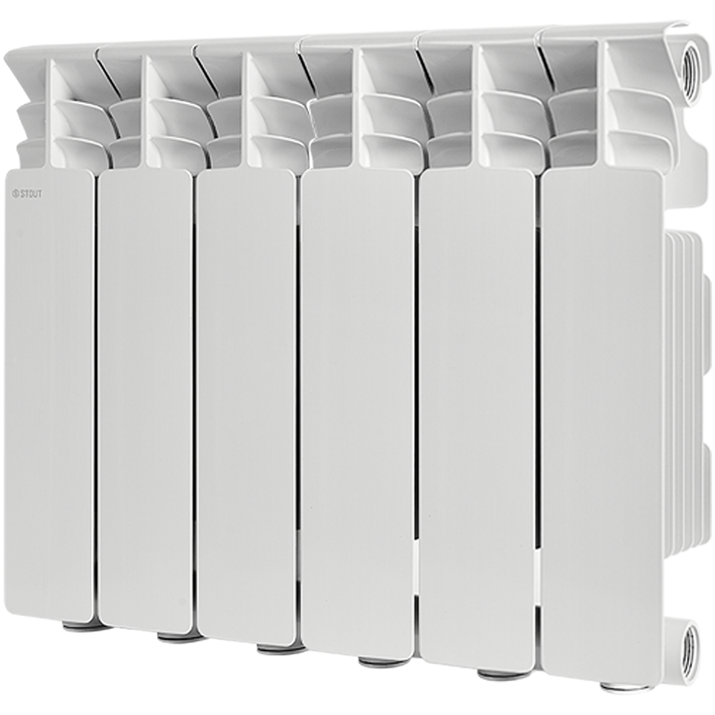 Радиатор алюминиевый STOUT GAMMA 350 6 секций боковое подключение (белый RAL 9010), SRA-3310-035006