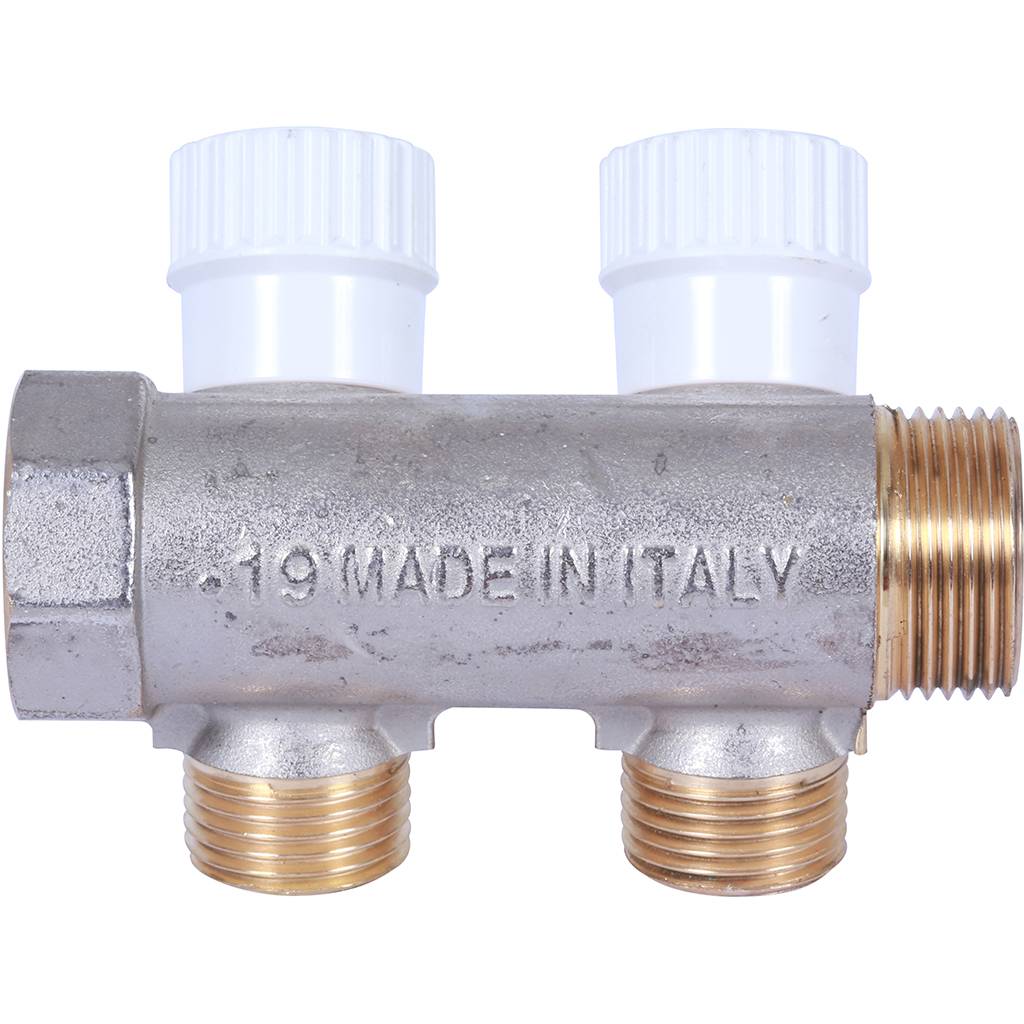 Коллектор распределительный STOUT 3/4, 2 отвода 1/2  плоское уплотнение