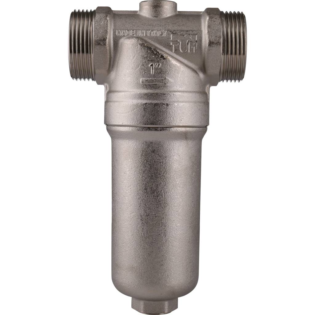 Фильтр с манометром TIEMME 1 со сгонами, с латунной колбой, промывной, 3130004