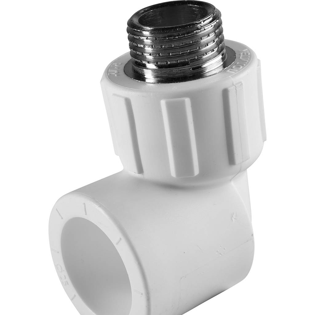 Угольник Политэк 25x3/4 с наружной резьбой для полипропиленовых труб под сварку (цвет белый), 9410002512