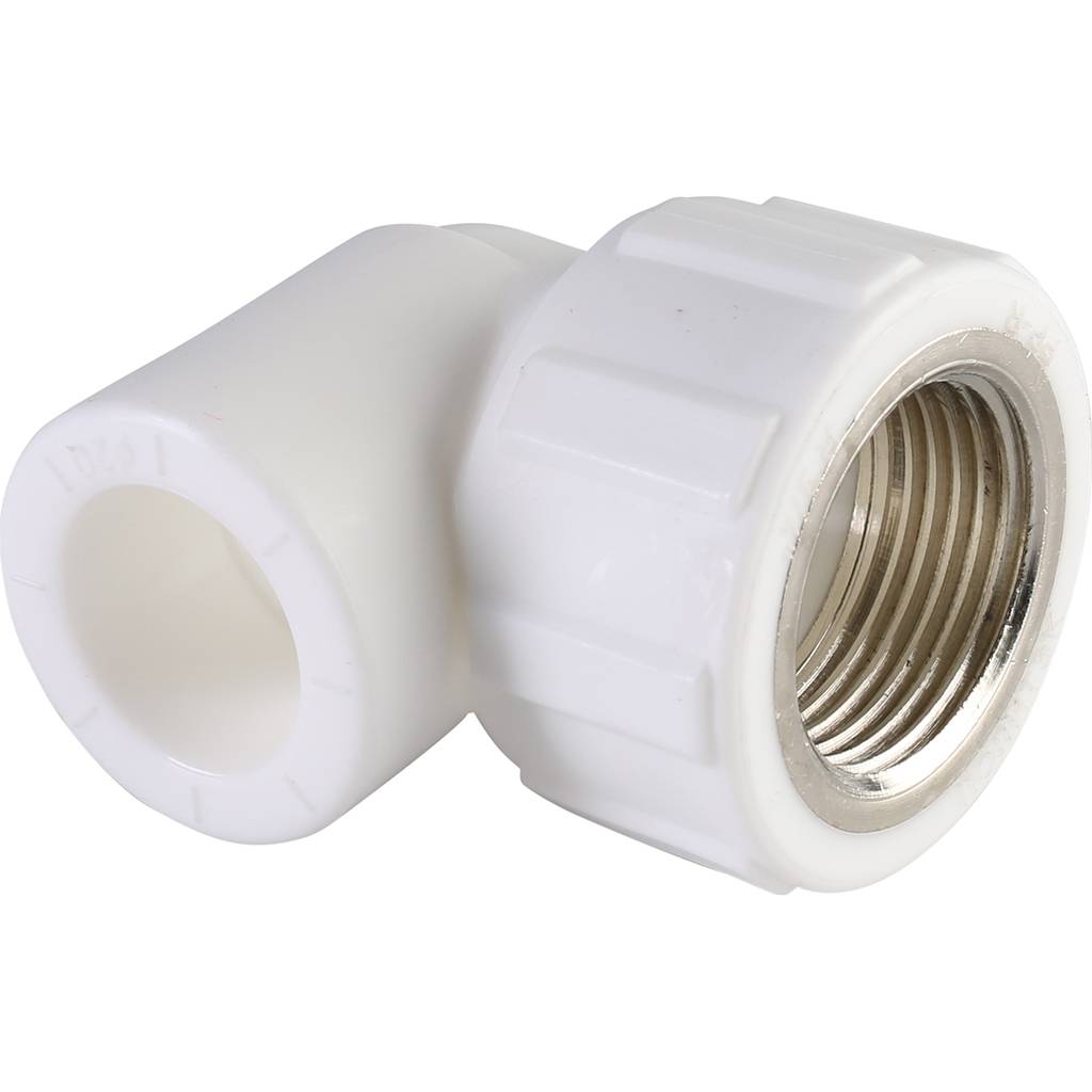 Угольник Политэк 20x3/4 с внутренней резьбой для полипропиленовых труб под сварку (цвет белый), 9400002034