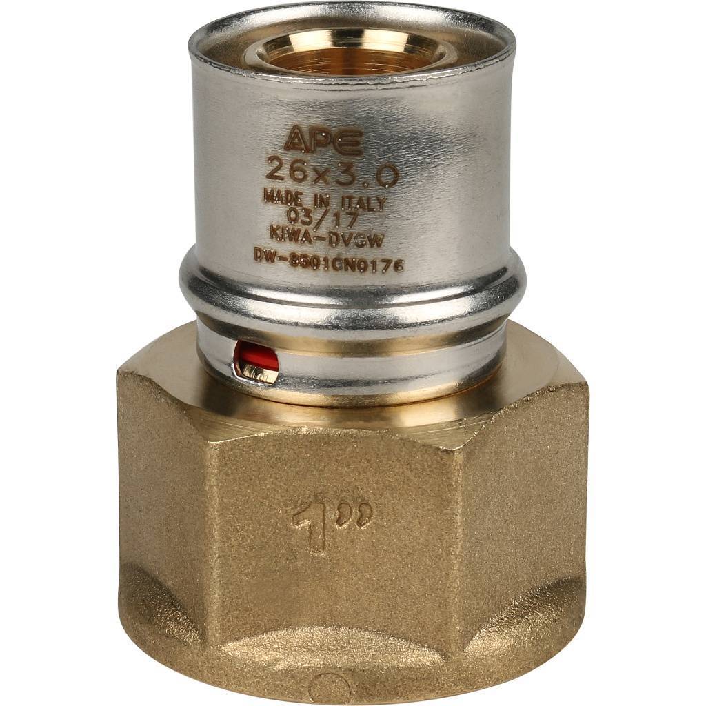 Переходник STOUT с внутренней резьбой 1 х26 для металлопластиковых труб прессовой, SFP-0002-000126