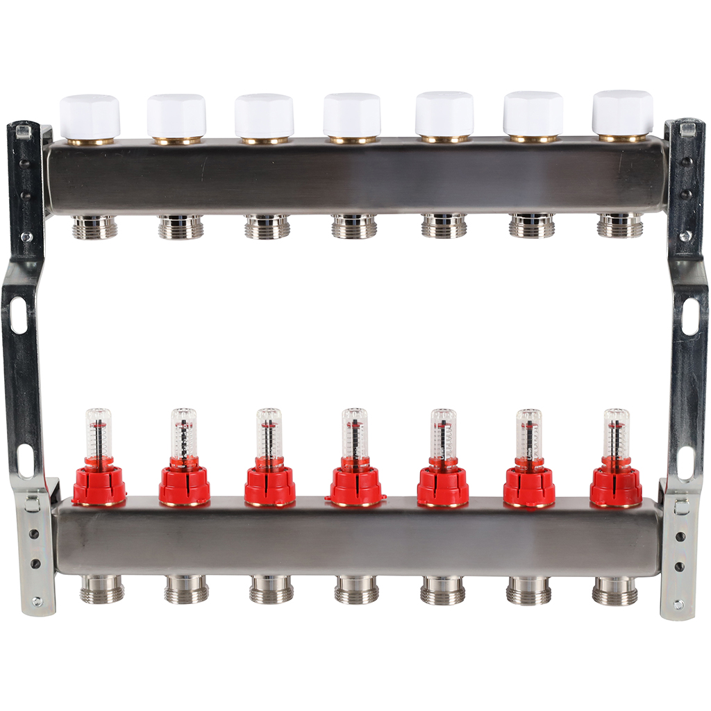 Коллектор из нержавеющей стали с расходомерами ROMMER 7 выходов