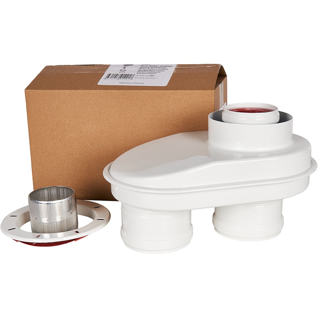 Адаптер традиционный ROMMER переход на двухтрубную систему D80/80 (Ferroli,Bosch,Navien S/C/E,Baxi ECONova/Classic и др)фланец и втулка D60 L-50