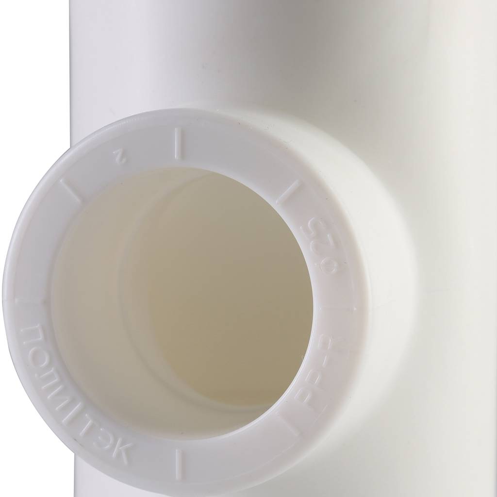 Тройник переходной Политэк 32х25х32 для полипропиленовых труб под сварку (цвет белый)