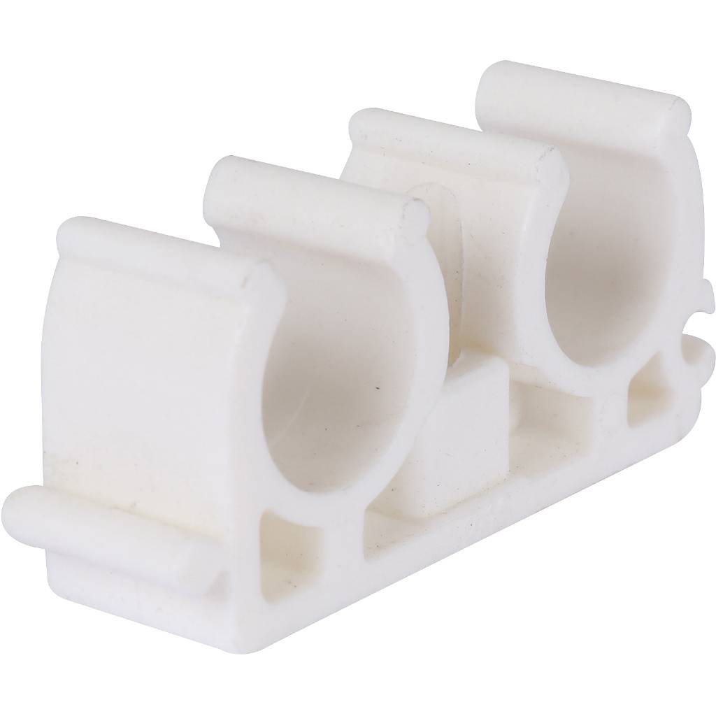 Двойное крепление Kalde d=16 для полипропиленовых труб под сварку (цвет белый), 3592-bck-160000