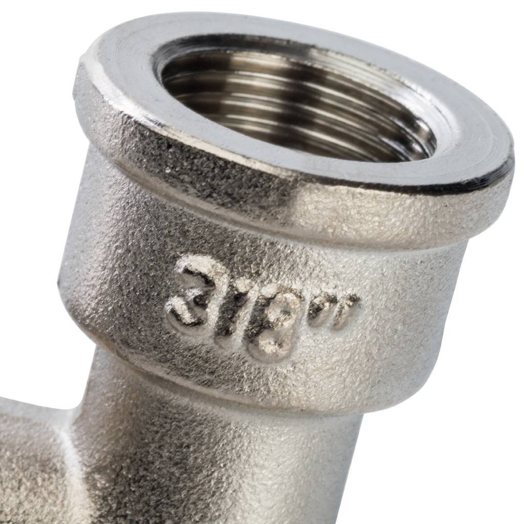 Угольник STOUT с упором НВ никелированный 3/8, SFT-0016-000038