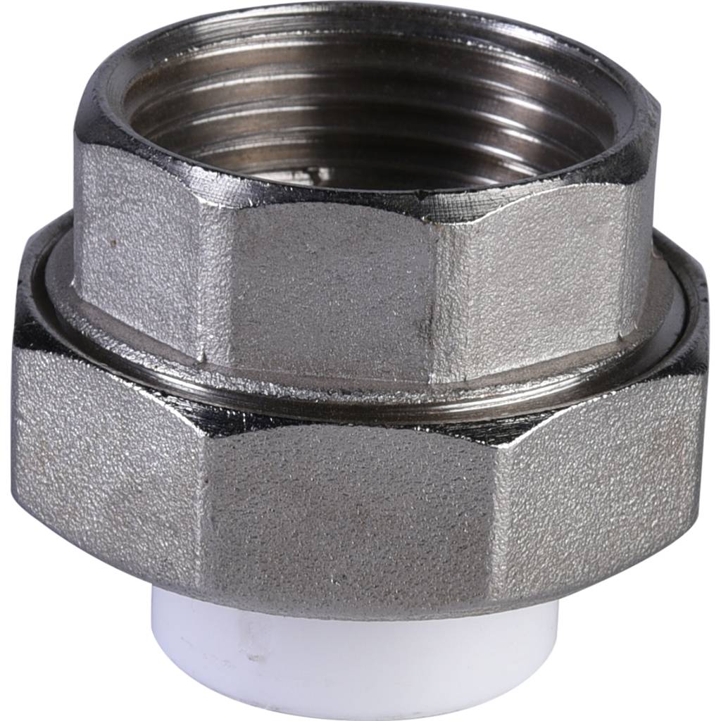 Муфта разъемная с наружной резьбой Политэк 20х1 для полипропиленовых труб под сварку (цвет белый), 9800002001